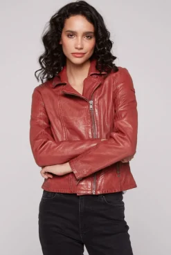 CAMP DAVID & SOCCX Bikerjacke aus Leder im Vintage Look red Outlet