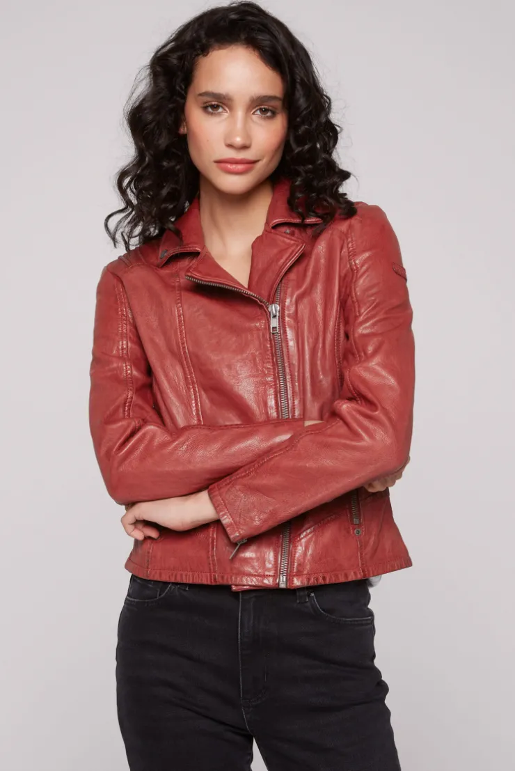 CAMP DAVID & SOCCX Bikerjacke aus Leder im Vintage Look red Outlet