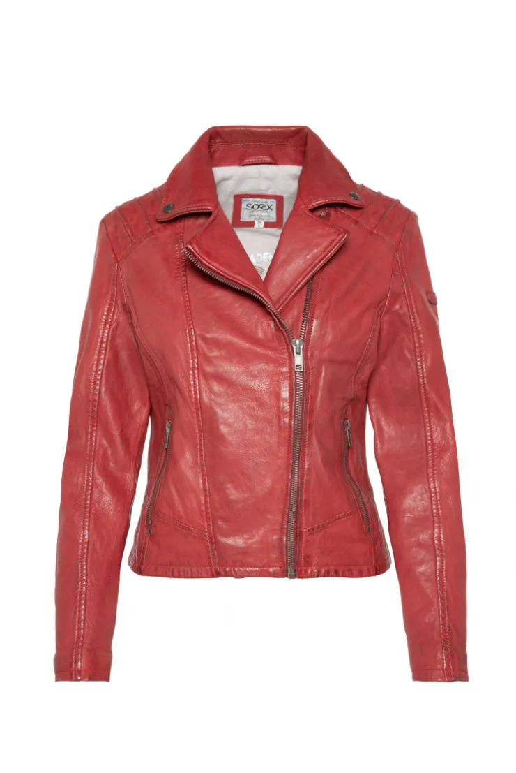 CAMP DAVID & SOCCX Bikerjacke aus Leder im Vintage Look red Outlet