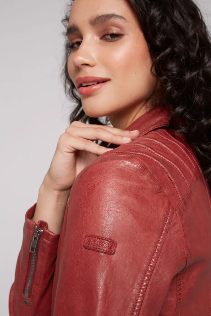 CAMP DAVID & SOCCX Bikerjacke aus Leder im Vintage Look red Outlet
