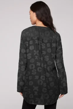 CAMP DAVID & SOCCX Bluse Oil Dyed mit Intarsia-Muster black Shop