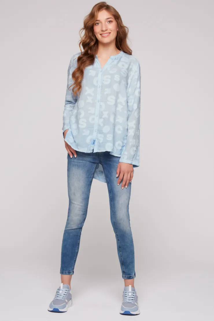 CAMP DAVID & SOCCX Bluse Oil Dyed mit Intarsia-Muster cool blue coolblue Shop