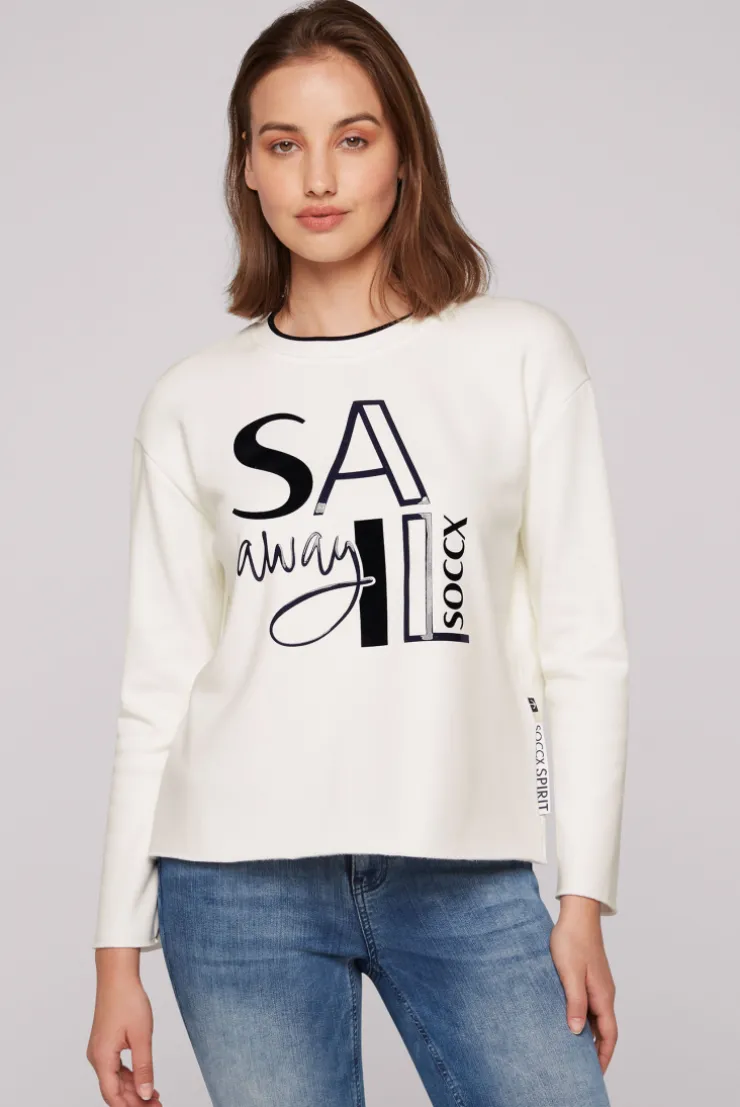 CAMP DAVID & SOCCX Bonded Sweatshirt mit Glossy-Print ivory Outlet