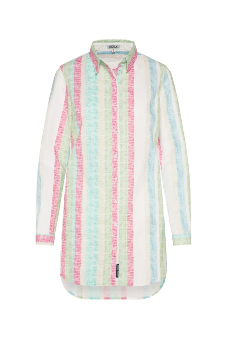 CAMP DAVID & SOCCX Bunt gestreifte Leinenbluse multi color multicolor Shop