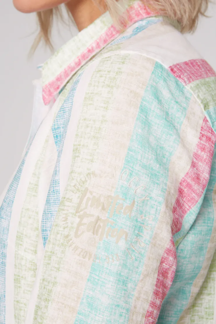 CAMP DAVID & SOCCX Bunt gestreifte Leinenbluse multi color multicolor Shop