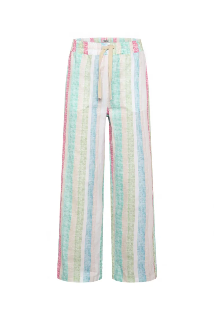 CAMP DAVID & SOCCX Bunt gestreifte Leinenhose multi color multicolor Sale