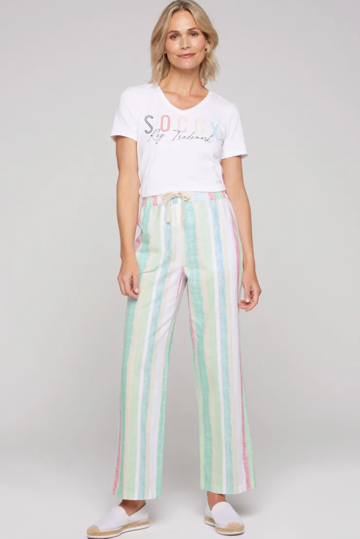 CAMP DAVID & SOCCX Bunt gestreifte Leinenhose multi color multicolor Sale