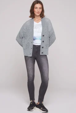 CAMP DAVID & SOCCX Chenille-Cardigan mit Strickmuster cold grey coldgrey Cheap