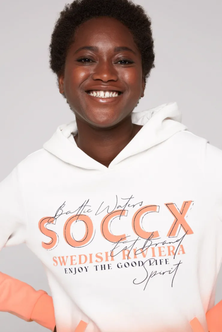 CAMP DAVID & SOCCX Dip Dye Hoodie mit Logo Print ivory Online