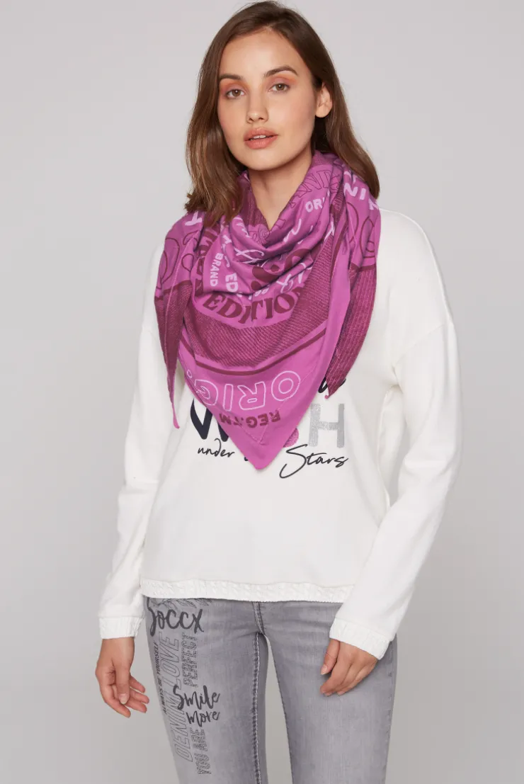 CAMP DAVID & SOCCX Dreieckstuch im Materialmix mit Artwork iced berry icedberry Outlet