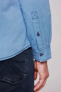 CAMP DAVID & SOCCX Fil à Fil Langarmhemd mit Label-Applikationen strong blue strongblue Clearance