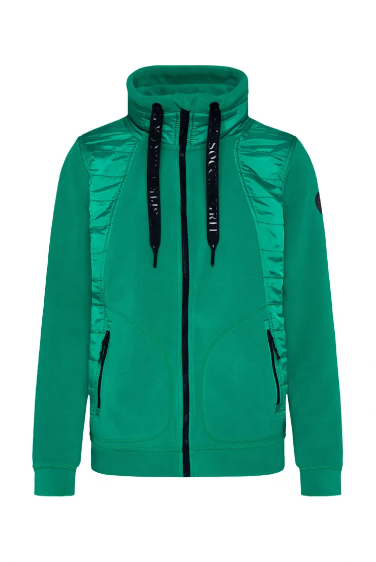 CAMP DAVID & SOCCX Fleecejacke mit tonigen Stepp-Details bottle green bottlegreen Best Sale