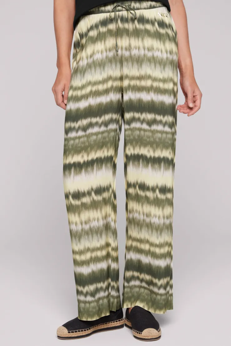 CAMP DAVID & SOCCX Gemusterte Palazzo-Hose mit Elastikbund desert olive | XXL desertolive Best