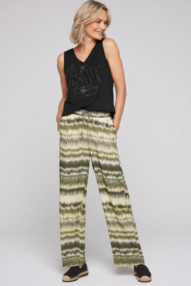 CAMP DAVID & SOCCX Gemusterte Palazzo-Hose mit Elastikbund desert olive | XXL desertolive Best