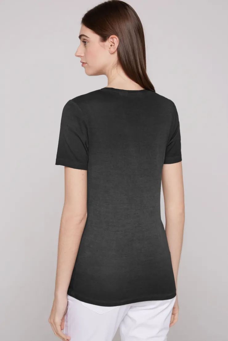 CAMP DAVID & SOCCX Geripptes T-Shirt mit Artwork black Outlet
