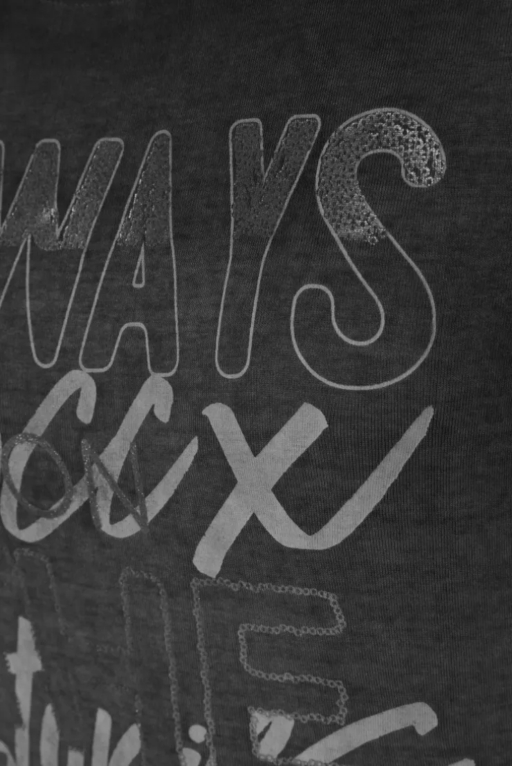 CAMP DAVID & SOCCX Geripptes T-Shirt mit Artwork black Outlet