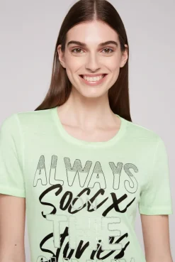 CAMP DAVID & SOCCX Geripptes T-Shirt mit Artwork light green lightgreen Cheap