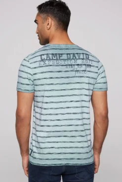 CAMP DAVID & SOCCX Gestreiftes Henley-Shirt mit Brusttasche teal Shop