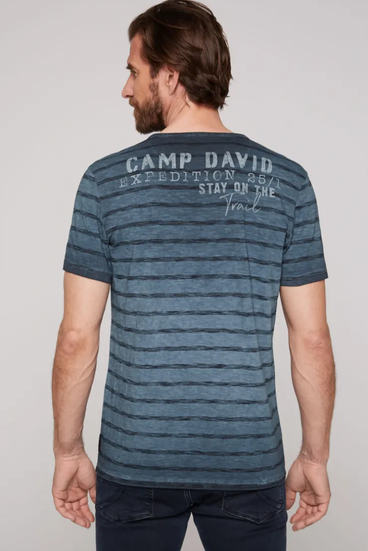 CAMP DAVID & SOCCX Gestreiftes Henley-Shirt mit Brusttasche blue navy bluenavy Cheap