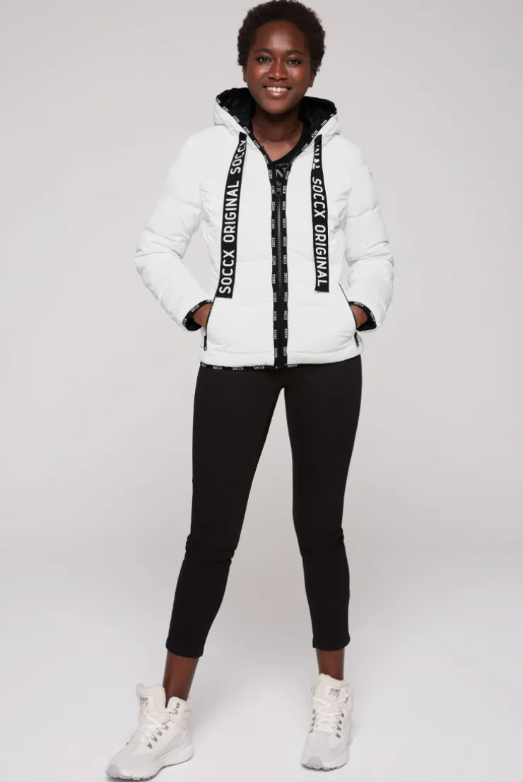 CAMP DAVID & SOCCX Glänzende Steppjacke mit Samt-Optik white Outlet