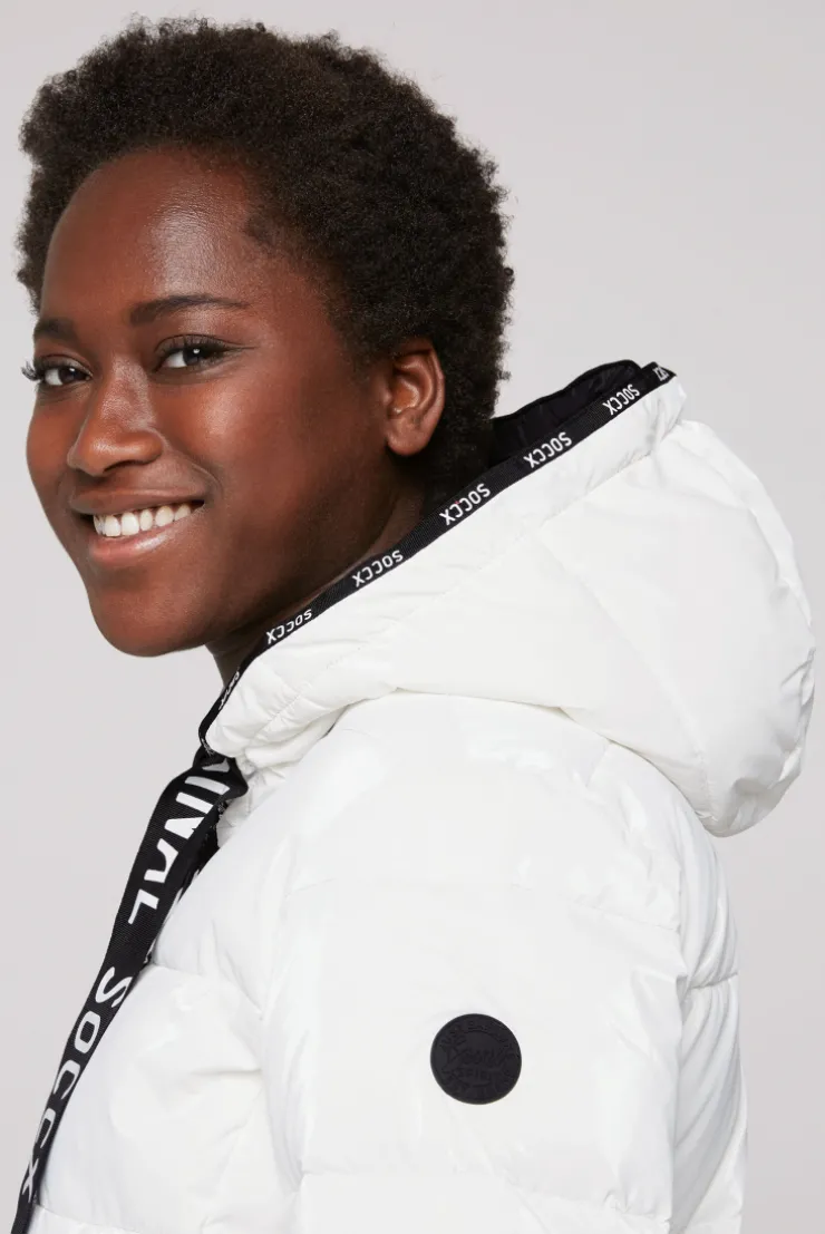 CAMP DAVID & SOCCX Glänzende Steppjacke mit Samt-Optik white Outlet