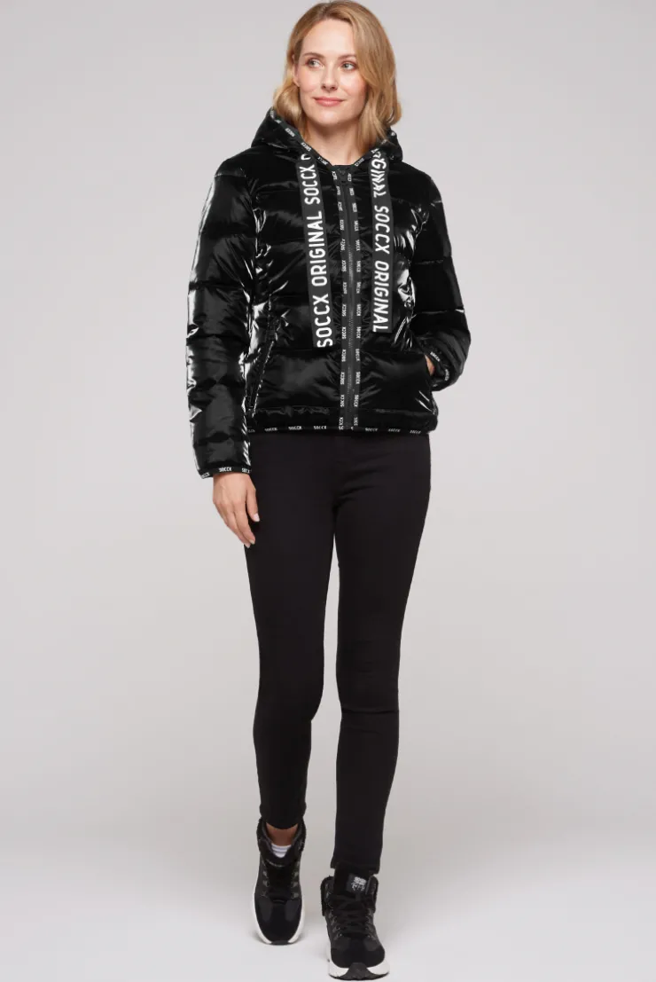 CAMP DAVID & SOCCX Glänzende Steppjacke mit Samt-Optik black Flash Sale