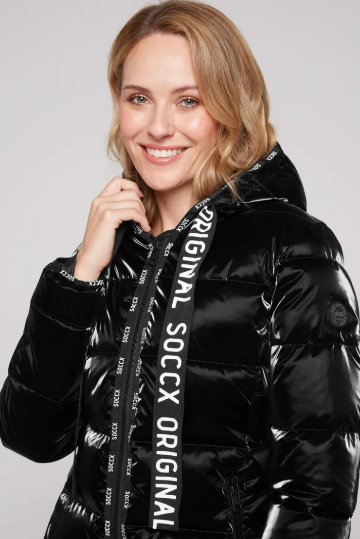 CAMP DAVID & SOCCX Glänzende Steppjacke mit Samt-Optik black Flash Sale