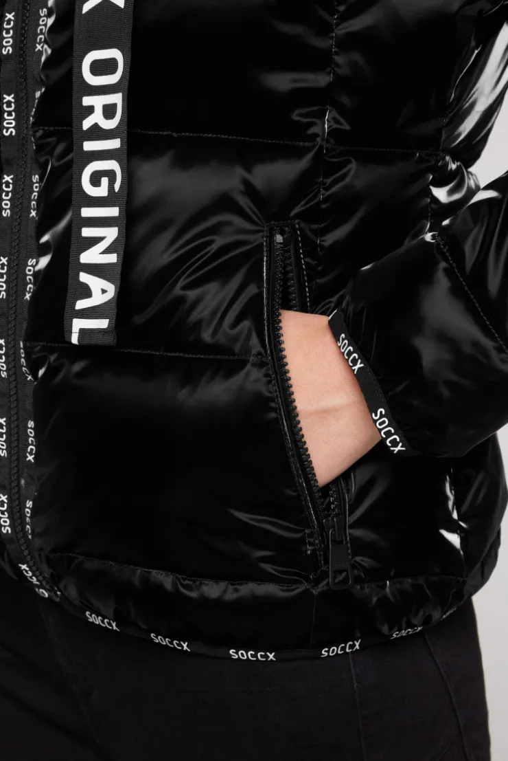CAMP DAVID & SOCCX Glänzende Steppjacke mit Samt-Optik black Flash Sale