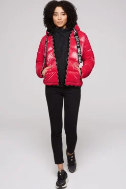 CAMP DAVID & SOCCX Glänzende Steppjacke mit Samt-Optik clear red clearred Discount