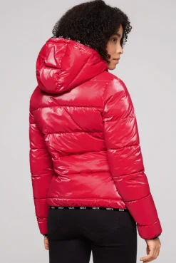 CAMP DAVID & SOCCX Glänzende Steppjacke mit Samt-Optik clear red clearred Discount