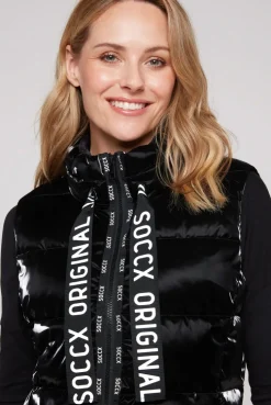 CAMP DAVID & SOCCX Glänzende Steppweste mit Samt-Optik black Store