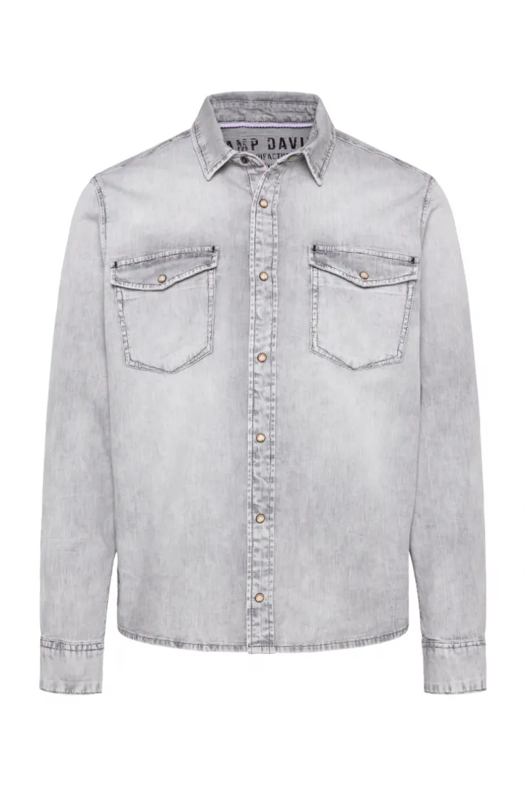 CAMP DAVID & SOCCX Hemd aus Denim Regular Fit light grey bleached lightgreybleached Cheap