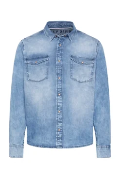 CAMP DAVID & SOCCX Hemd aus Denim Regular Fit light blue bleached lightbluebleached Outlet