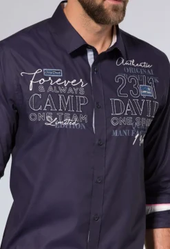 CAMP DAVID & SOCCX Hemd mit Dobby-Struktur und Artworks blue navy bluenavy Clearance