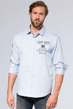 CAMP DAVID & SOCCX Hemd mit Webstruktur und Artworks, Regular Fit light blue lightblue Store