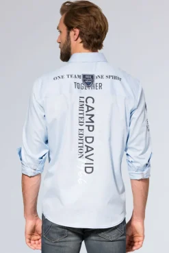 CAMP DAVID & SOCCX Hemd mit Webstruktur und Artworks, Regular Fit light blue lightblue Store