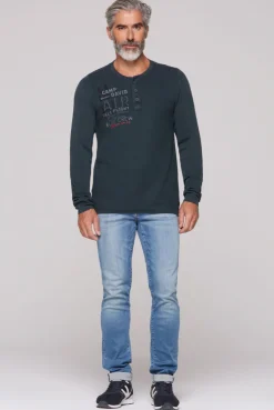 CAMP DAVID & SOCCX Henley-Pullover Stone Washed blue navy bluenavy Sale