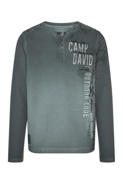 CAMP DAVID & SOCCX Henley-Shirt aus Waffelpikee deep forest deepforest Cheap
