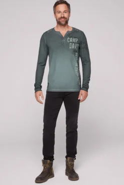 CAMP DAVID & SOCCX Henley-Shirt aus Waffelpikee deep forest deepforest Cheap