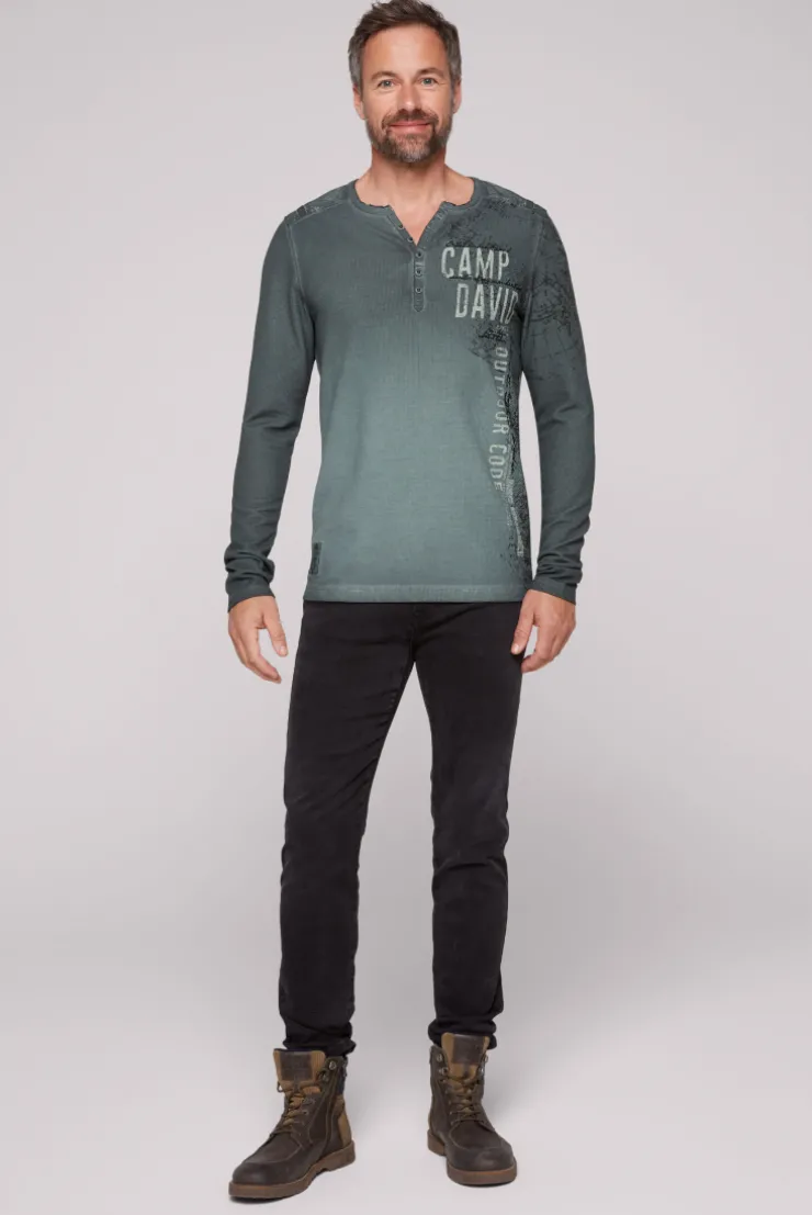 CAMP DAVID & SOCCX Henley-Shirt aus Waffelpikee deep forest deepforest Cheap
