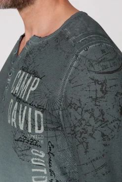 CAMP DAVID & SOCCX Henley-Shirt aus Waffelpikee deep forest deepforest Cheap