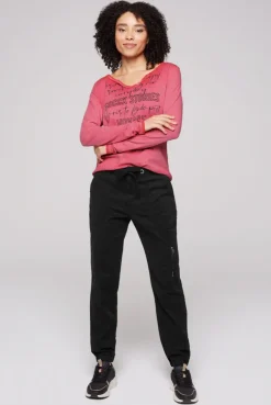 CAMP DAVID & SOCCX Henley-Shirt mit Wording Glitter Print pinky red pinkyred Fashion