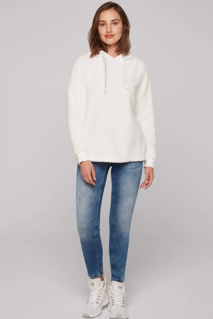 CAMP DAVID & SOCCX Hoodie aus Teddyplüsch mit Sweatkapuze ivory Best Sale