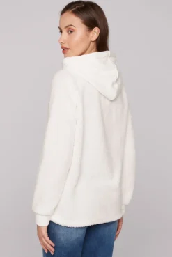 CAMP DAVID & SOCCX Hoodie aus Teddyplüsch mit Sweatkapuze ivory Best Sale