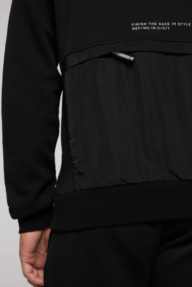 CAMP DAVID & SOCCX Hoodie im Materialmix mit Artwork und Rückentasche black Fashion