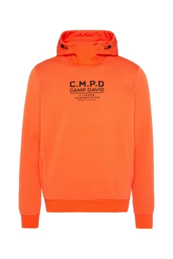 CAMP DAVID & SOCCX Hoodie im Materialmix mit Artwork und Rückentasche signal orange signalorange Discount