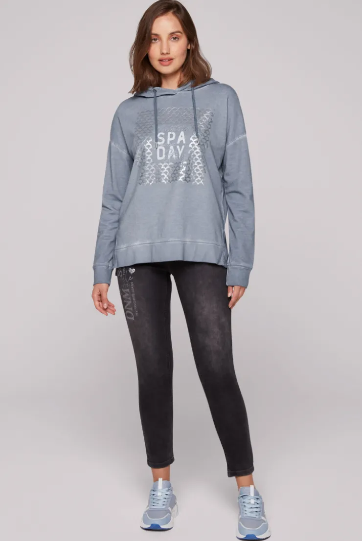 CAMP DAVID & SOCCX Hoodie Oil Dyed mit Artwork cold grey coldgrey Sale