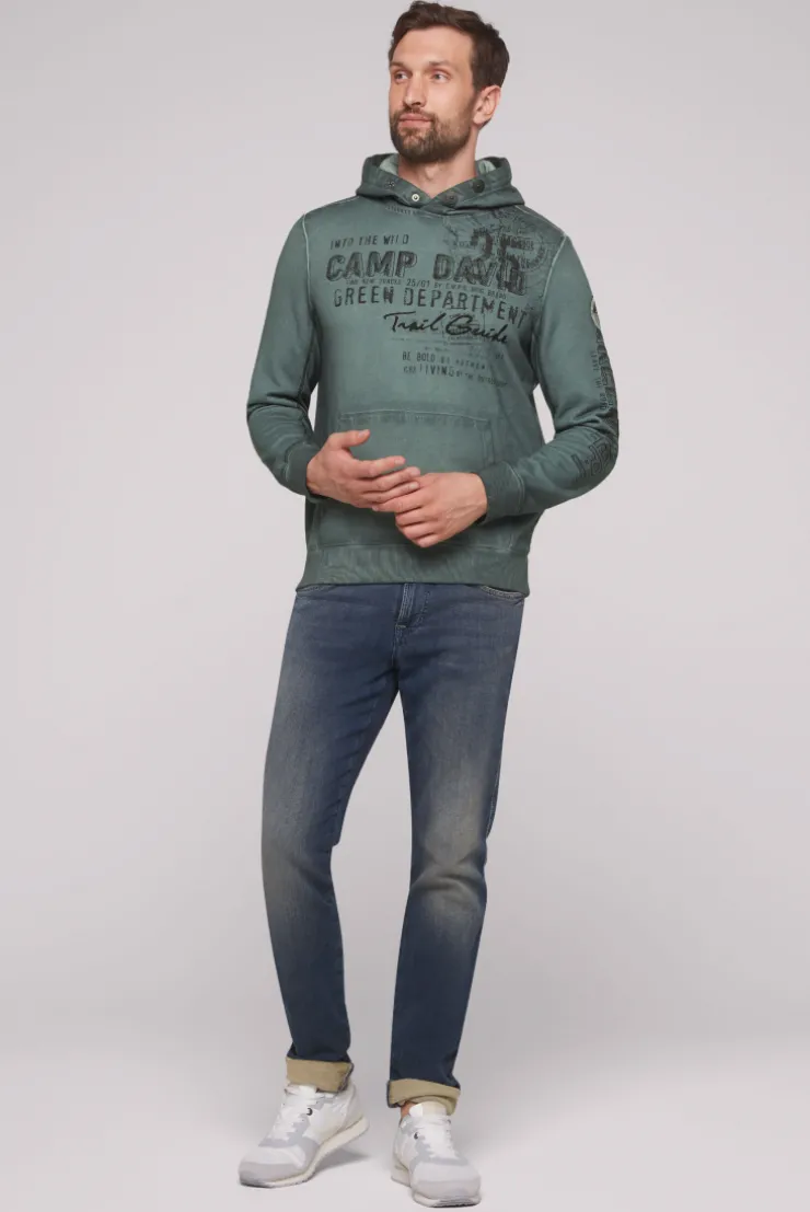 CAMP DAVID & SOCCX Hoodie Oil Dyed mit Artworks deep forest deepforest New