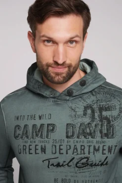 CAMP DAVID & SOCCX Hoodie Oil Dyed mit Artworks deep forest deepforest New