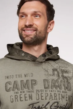 CAMP DAVID & SOCCX Hoodie Oil Dyed mit Artworks fossil brown fossilbrown Online
